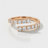 multi row natural diamond open ring in 14k gold rose gold