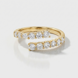 multi row natural diamond open ring in 14k gold