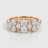 oval natural diamond band ring in 14k gold rose gold