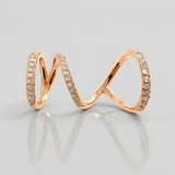 full finger bending natural diamond ring in 14k gold rose gold