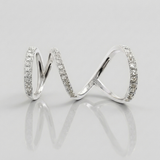 full finger bending natural diamond ring in 14k gold white gold