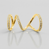 full finger bending natural diamond ring in 14k gold