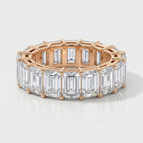 emerald cut natural diamond band ring in 14k gold rose gold