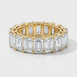emerald cut natural diamond band ring in 14k gold