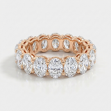 oval natural diamond eternity band ring in 14k gold rose gold