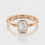 emerald cut natural diamond solitaire ring in 14k gold rose gold