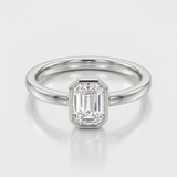 emerald cut natural diamond solitaire ring in 14k gold white gold