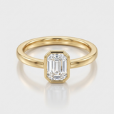 emerald cut natural diamond solitaire ring in 14k gold