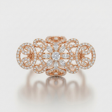 vintage filigree floral cluster natural diamond ring in 14k gold rose gold