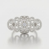 vintage filigree floral cluster natural diamond ring in 14k gold white gold