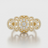 vintage filigree floral cluster natural diamond ring in 14k gold