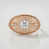 oval pave natural diamond statement ring in 14k gold rose gold