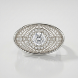 oval pave natural diamond statement ring in 14k gold white gold