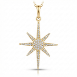 eight point starburst natural diamond charm white gold in 14k gold