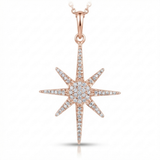 eight point starburst natural diamond charm white gold in 14k gold rose gold