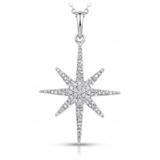 eight point starburst natural diamond charm white gold in 14k gold white gold