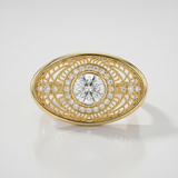 oval pave natural diamond statement ring in 14k gold