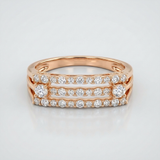triple row pave natural diamond band ring in 14k gold rose gold