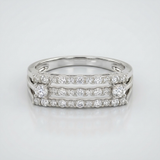 triple row pave natural diamond band ring in 14k gold white gold