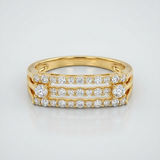 triple row pave natural diamond band ring in 14k gold