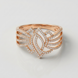 leaf pave natural diamond ring in 14k gold rose gold