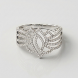 leaf pave natural diamond ring in 14k gold white gold