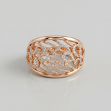 abstract swirl natural diamond ring in 14k gold rose gold