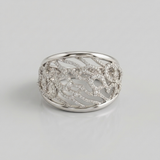 abstract swirl natural diamond ring in 14k gold white gold