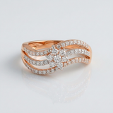 multi row wave natural diamond ring in 14k gold rose gold