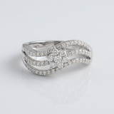 multi row wave natural diamond ring in 14k gold white gold