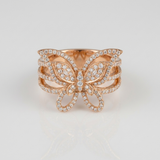 butterfly pave natural diamond ring in 14k gold rose gold