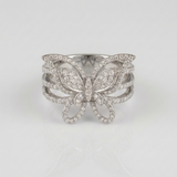 butterfly pave natural diamond ring in 14k gold white gold