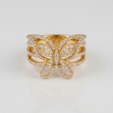 butterfly pave natural diamond ring in 14k gold