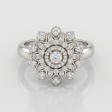 sunburst floral natural diamond ring in 14k gold white gold