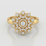 sunburst floral natural diamond ring in 14k gold