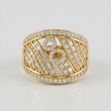 geometric pave natural diamond band ring in 14k gold