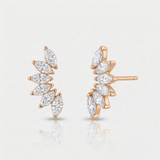 marquise shape natural diamond stud earrings in 14k gold rose gold