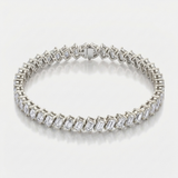 emerald cut lab-grown diamond diagonal tennis bracelet in 14k gold white gold