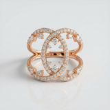 clover natural diamond ring in 14k gold rose gold