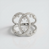 clover natural diamond ring in 14k gold white gold