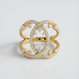 clover natural diamond ring in 14k gold