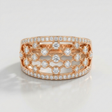 floral pattern natural diamond band ring in 14k gold rose gold
