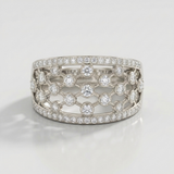 floral pattern natural diamond band ring in 14k gold white gold