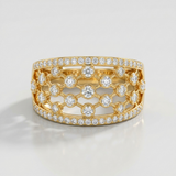 floral pattern natural diamond band ring in 14k gold
