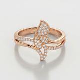 butterfly natural diamond ring in 14k gold rose gold