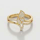 butterfly natural diamond ring in 14k gold