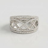 openwork infinity pave natural diamond band ring in 14k gold white gold