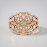 geometric open circle natural diamond band ring in 14k gold rose gold
