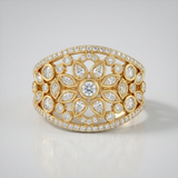 geometric open circle natural diamond band ring in 14k gold