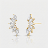 marquise shape natural diamond stud earrings in 14k gold